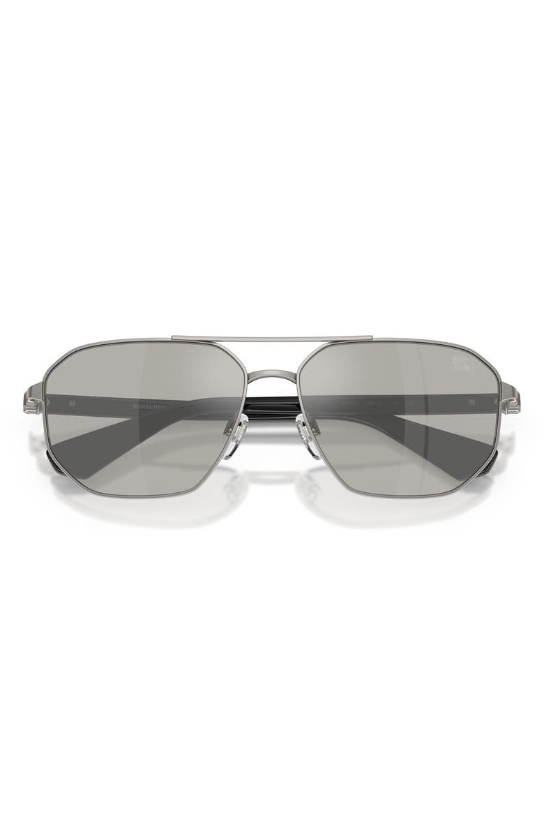 Burberry 60mm Pilot Sunglasses, Alternate, color, Gunmetal / Grey Silver
