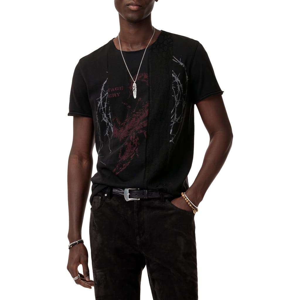 John Varvatos Raw Edge Organic Cotton Graphic T-shirt In Black