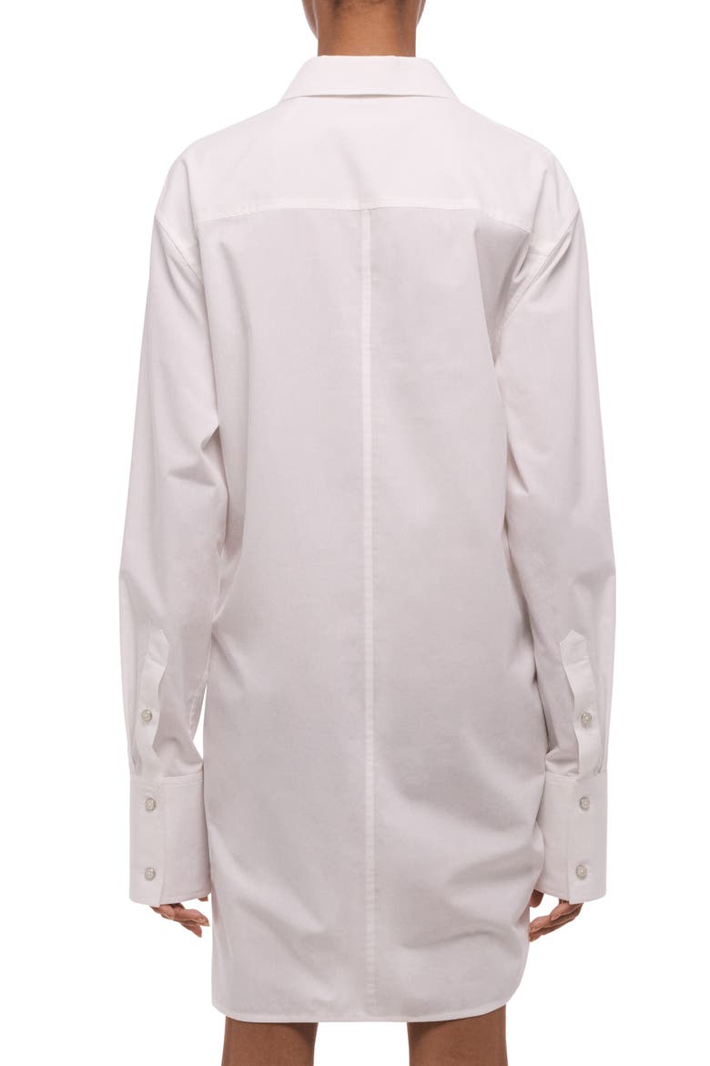 Knot Detail Long Sleeve Cotton Shirtdress, Alternate, color, WHITE