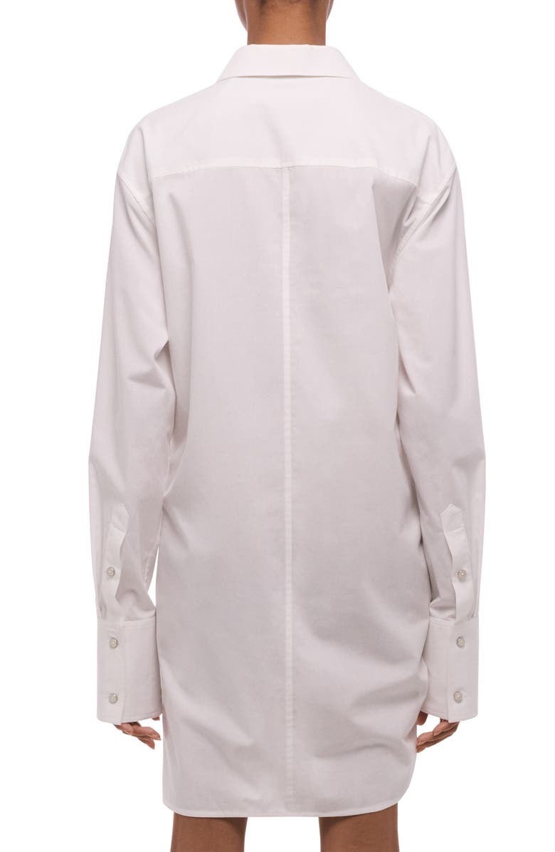 Helmut Lang Knot Detail Long Sleeve Cotton Shirtdress, Alternate, color, White