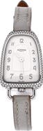 Pre-Owned Hermes Galop d'Hermes Quartz Watch Stainless Steel and Leather with Diamond Bezel 21