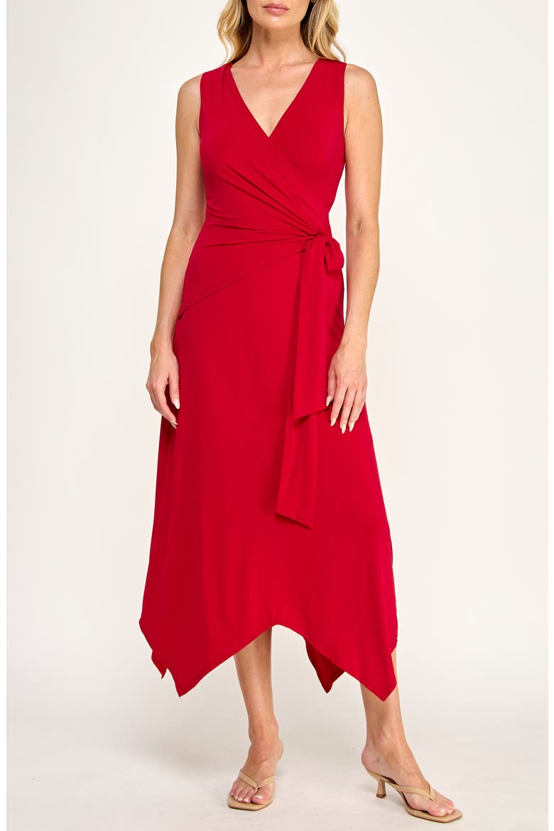 Handkerchief Wrap Midi Dress, Main, color, JESTER RED