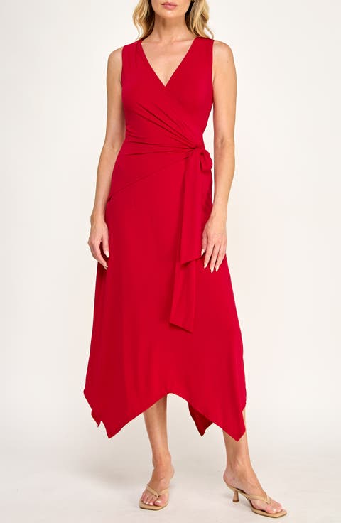 Handkerchief Wrap Midi Dress