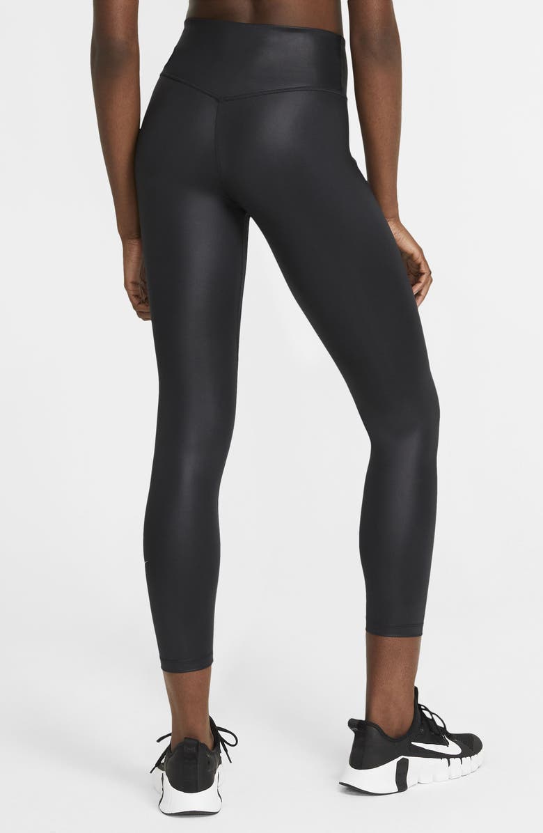 Nike One Faux Leather Mid Rise 7/8 Leggings, Alternate, color,