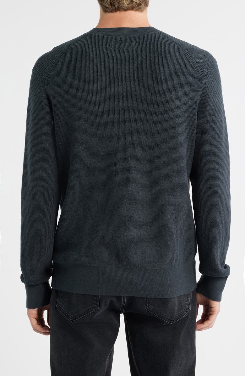 AllSaints Oversize Cotton & Wool Waffle Crewneck Sweater, Alternate, color, Bond Blue