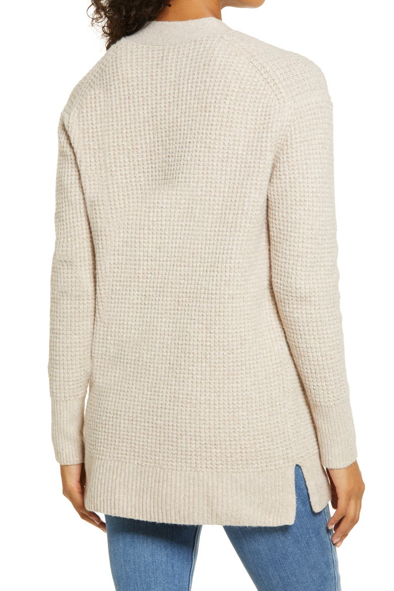 Open Front Cardigan Sweater, Alternate, color, BEIGE OATMEAL LIGHT HEATHER