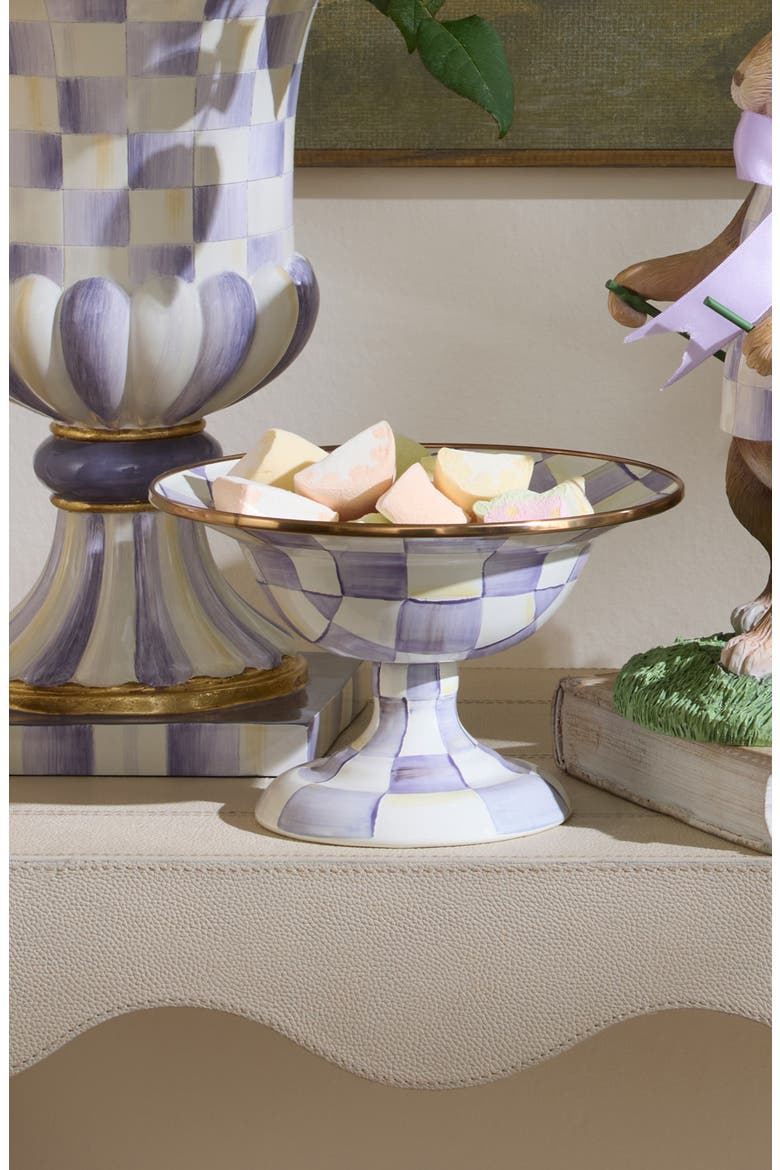 Violet Check Small Compote Bowl, Alternate, color, VIOLET