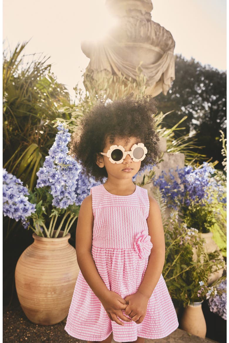 Kids' Stripe Cotton Blend Seersucker Dress, Alternate, color, PINK