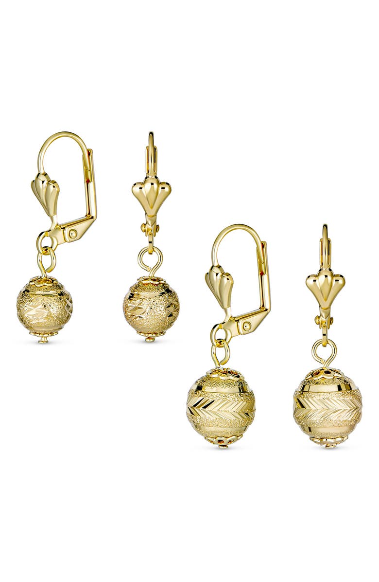 BLING JEWELRY Set of 2 Assorted Elegant Vintage Drop Earrings, Main, color, Gold