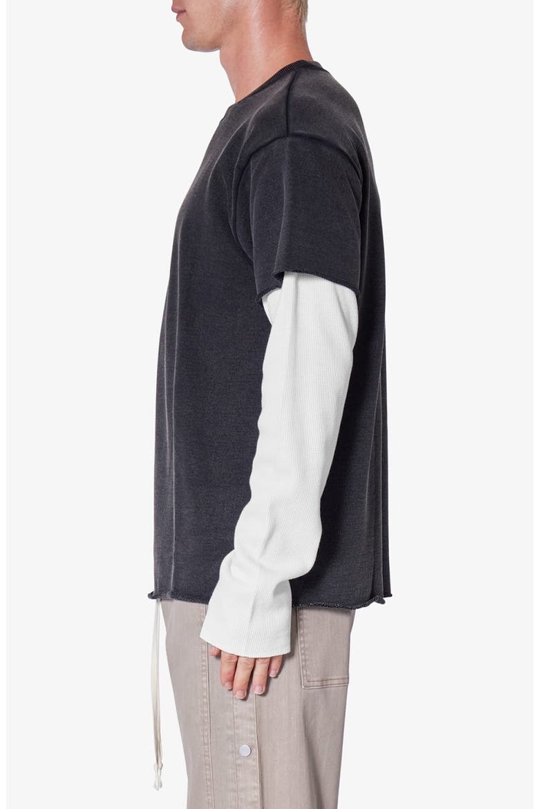 Cotton French Terry Layered Long Sleeve T-Shirt, Alternate, color, WASHED BLACK