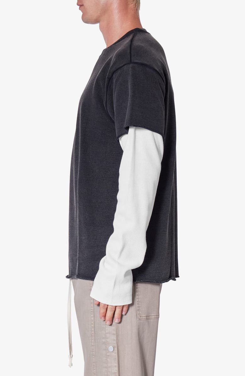 mnml Cotton French Terry Layered Long Sleeve T-Shirt, Alternate, color, Washed Black