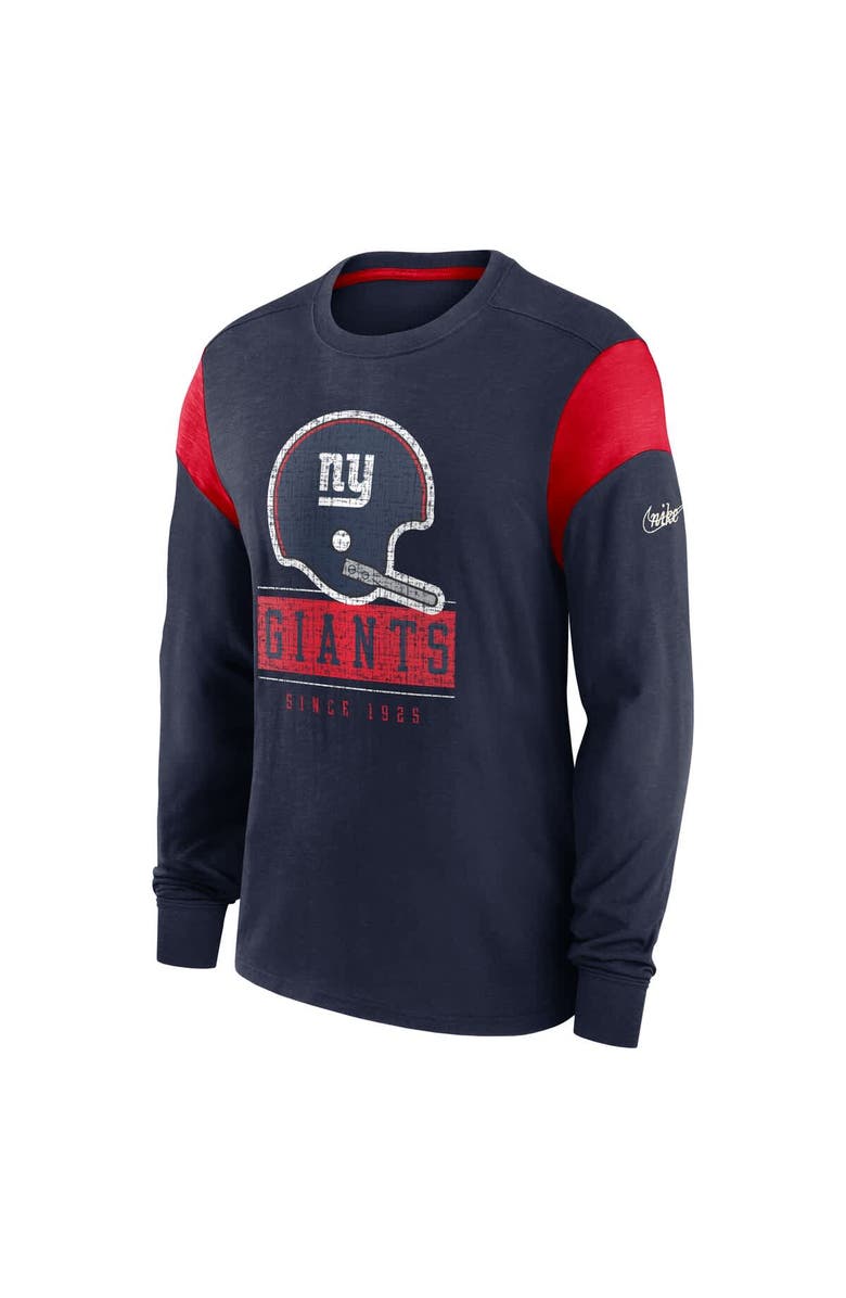 Nike Men's Nike Heather Navy New York Giants Rewind Playback Helmet Long Sleeve T-Shirt, Alternate, color, Heather Navy