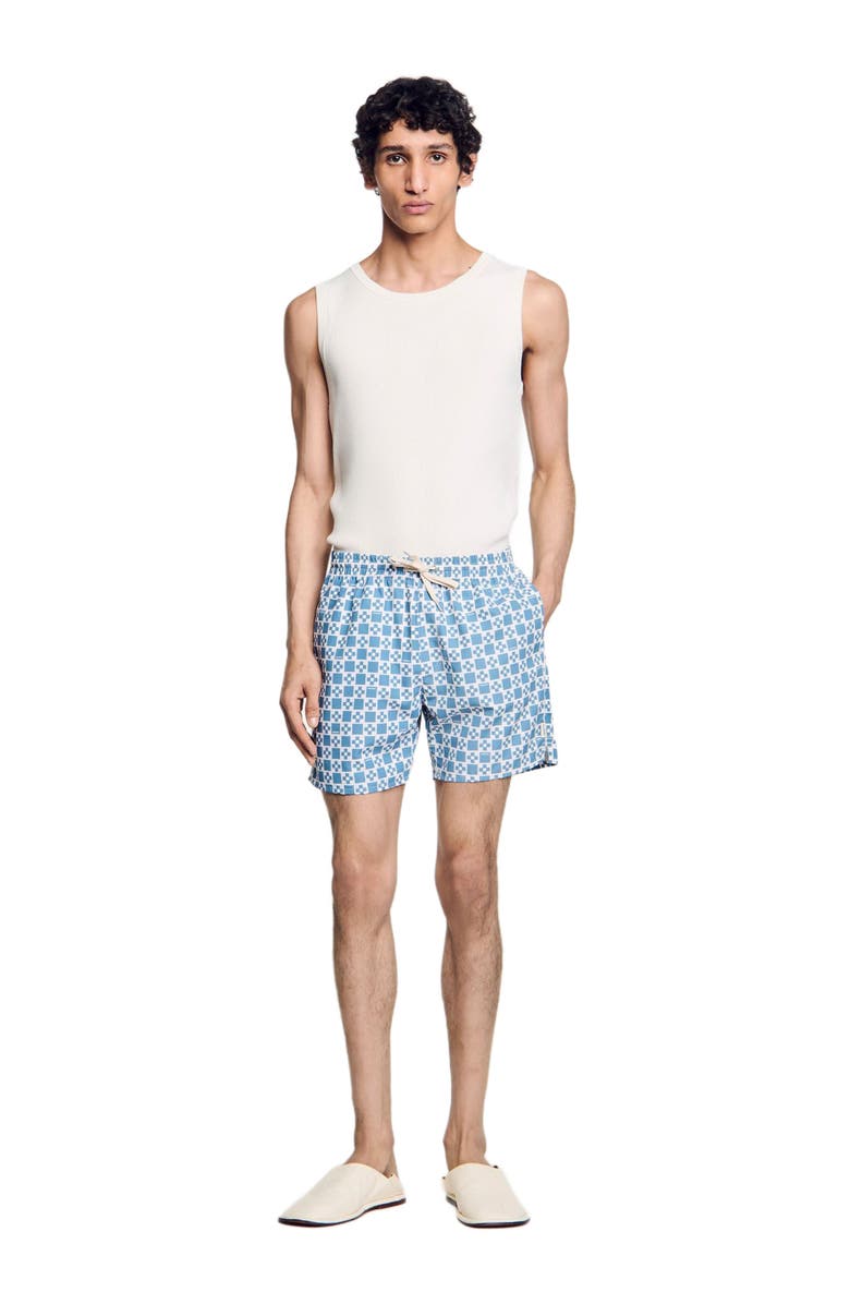 SANDRO Square Cross swim shorts, Alternate, color,