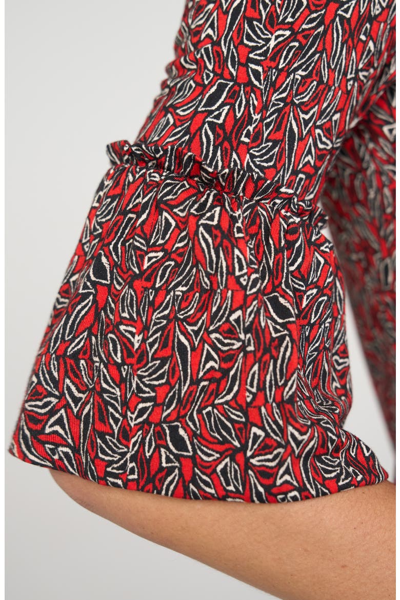 Bell Sleeve Top, Alternate, color, RED/ BLACK MULTI
