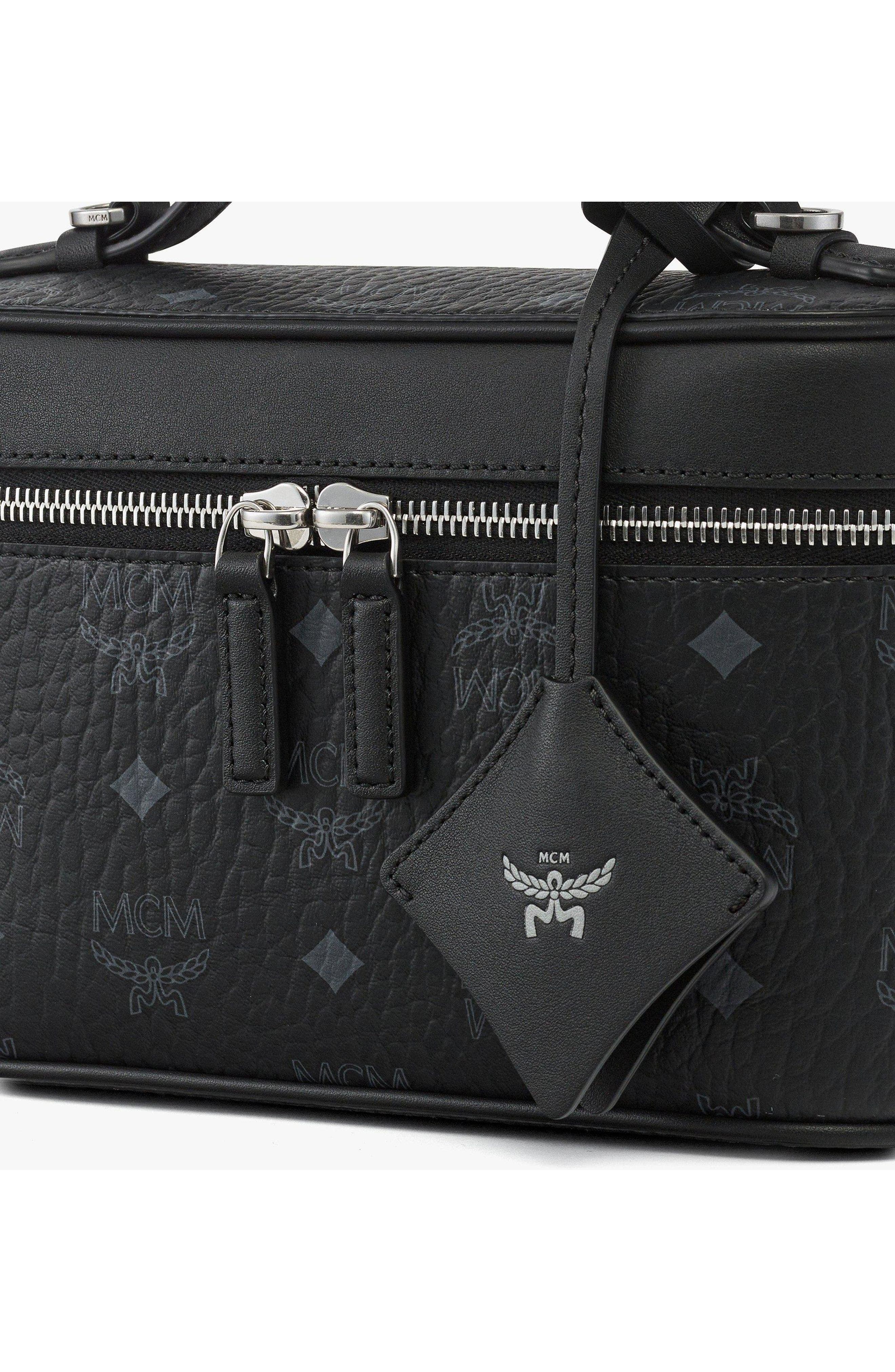 MCM Aren Vanity Case in Visetos Leather Mix, Alternate, color, Black