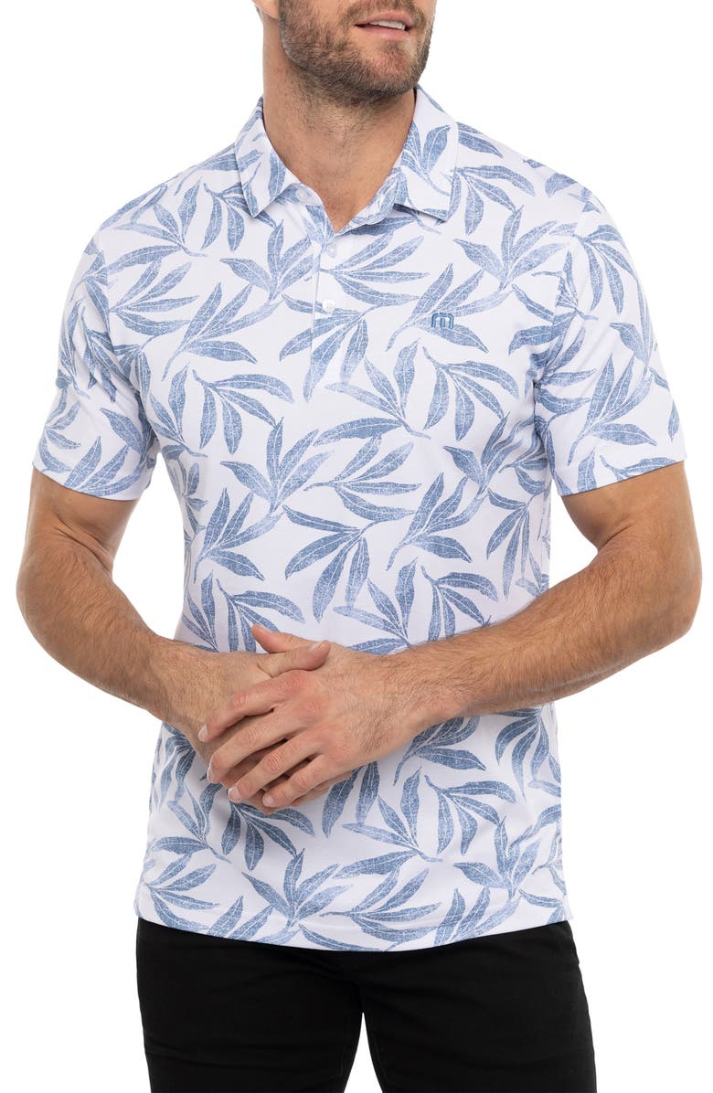 TravisMathew Gulf of Mexico Leaf Print Piqué Polo, Main, color,