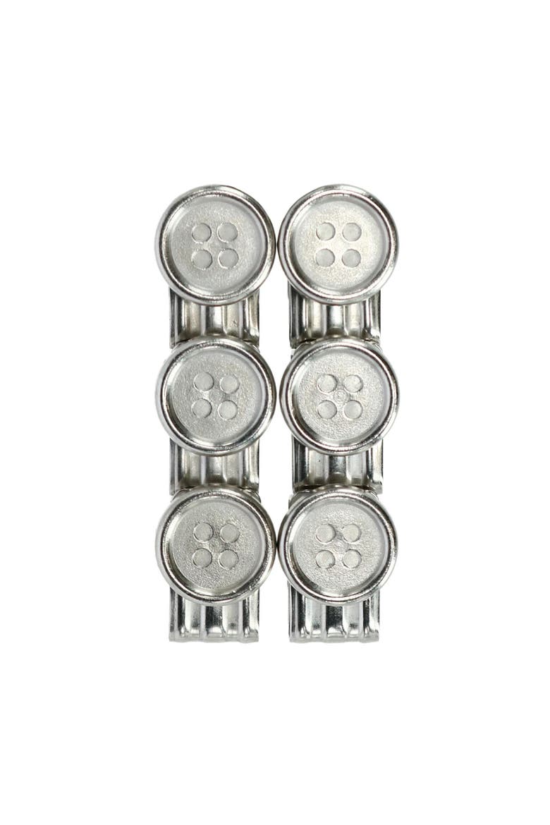 No Sew Moveable Button End Brace Clips, Main, color, Brushed Silver