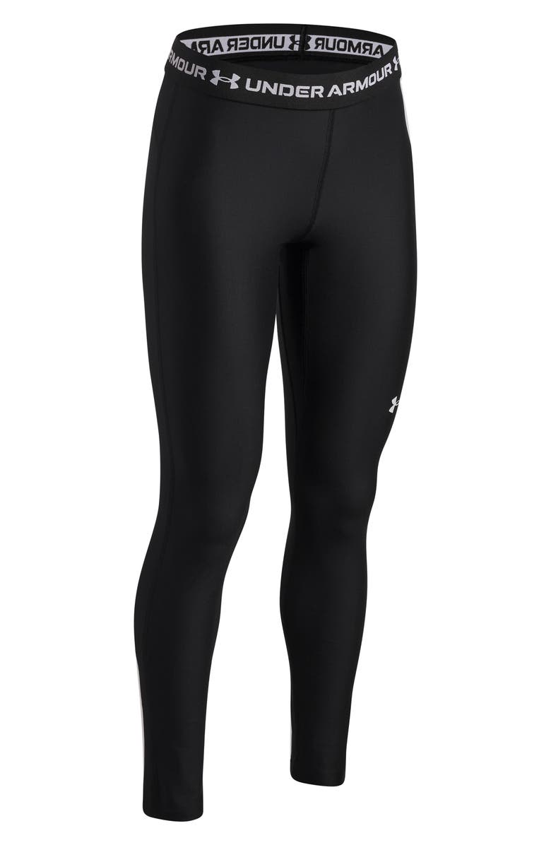 Under Armour Kids' HeatGear<sup>®</sup> Leggings, Alternate, color, Black / / White