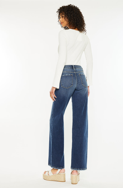 Official Kancan Usa Gemma Mid Rise Wide Leg Jeans In Dark Wash