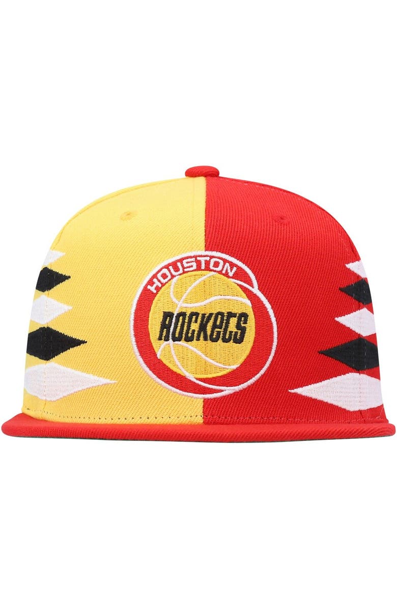Mitchell & Ness Men's Mitchell & Ness Red/Gold Houston Rockets Hardwood Classics Diamond Cut Snapback Hat, Alternate, color, 