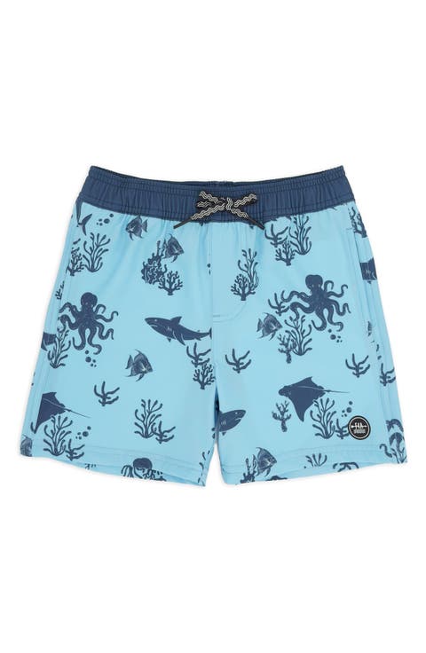 Kids' Aquatic Print Volley Swim Trunks (Little Kid)