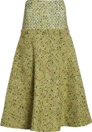 DIESEL® O-Grace Bouclé Tweed & Jersey Midi Skirt