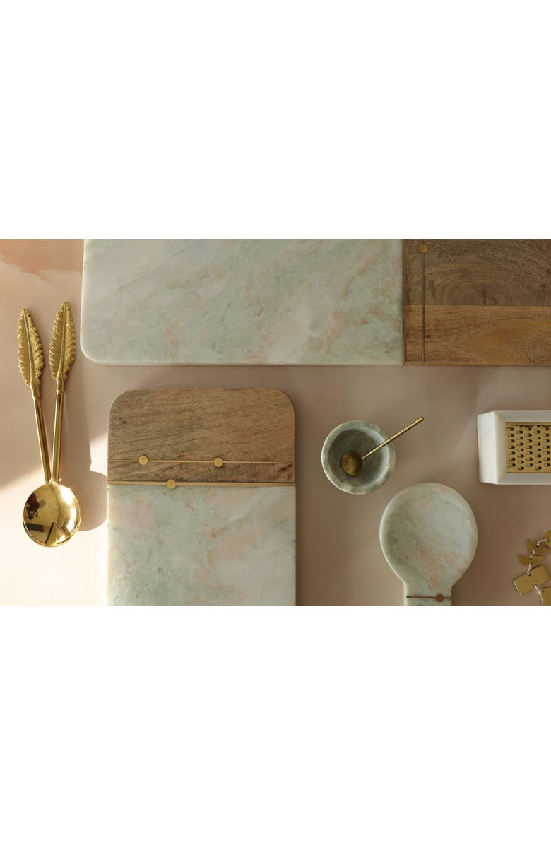 Foreside Home and Garden Elise Light Green Onyx Long Marble Serving Board, Alternate, color, White