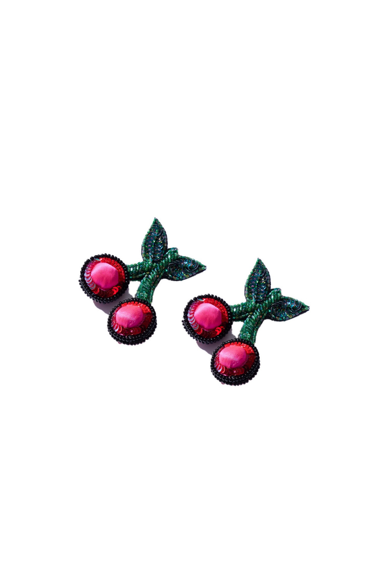 Simitri Cherry Earrings, Main, color, Red