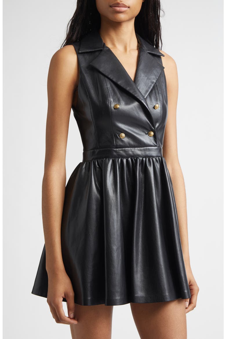 Emmy Faux Leather Sleeveless Dress, Alternate, color, BLACK