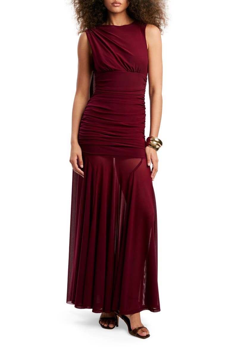 Alverie Mesh Maxi Dress, Main, color, MULBERRY