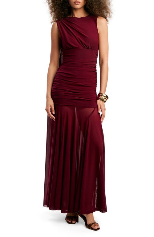 Bardot Alverie Mesh Maxi Dress in Mulberry at Nordstrom, Size 8