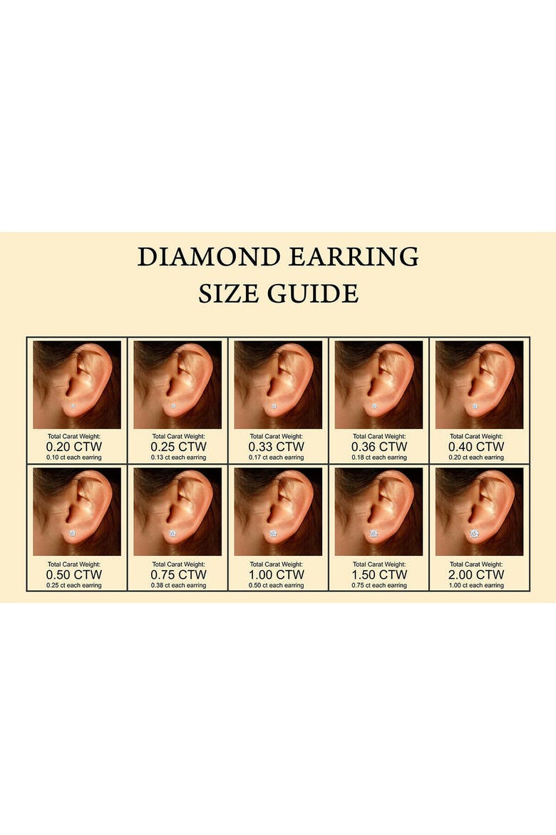 14k Gold Lab-Grown Round Diamond 3-Prong Screw Back Stud Earrings, Alternate, color, .75 Carat Yellow Gold