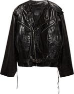 R13 Belted Leather Moto Jacket