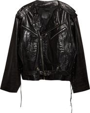 R13 Belted Leather Moto Jacket