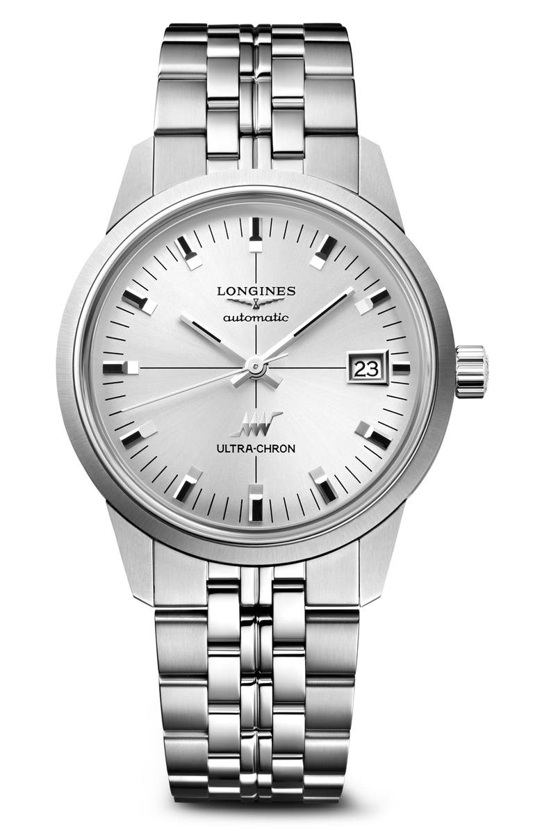Longines Ultra-Chron Automatic Bracelet Watch, 37mm, Main, color, Silver
