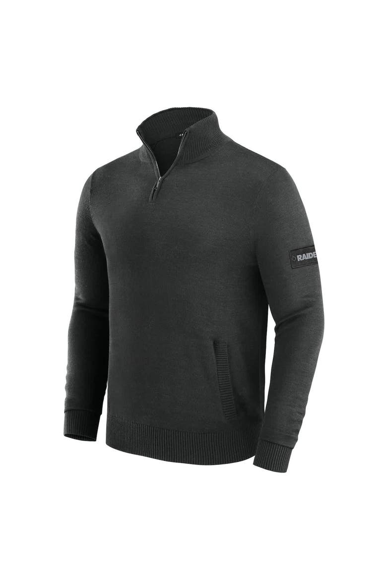 Men's J. Palmer Black Las Vegas Raiders Franchise Quarter-Zip Sweater, Alternate, color, Black