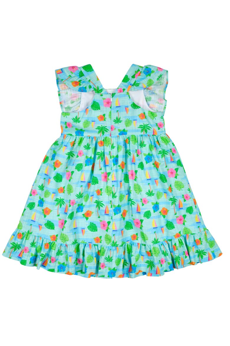 Printed Linen-Look Dress With Flower, Alternate, color, Blue/White