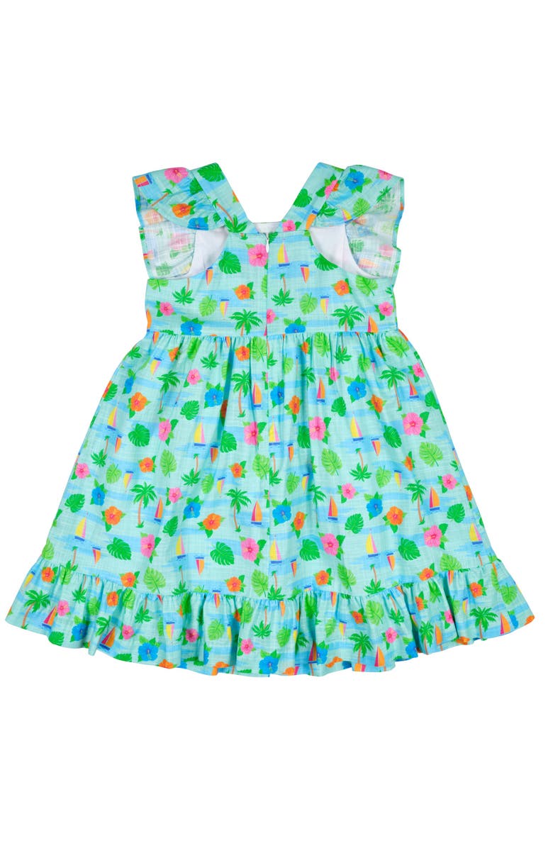 Florence Eiseman Printed Linen-Look Dress With Flower, Alternate, color, Blue/White