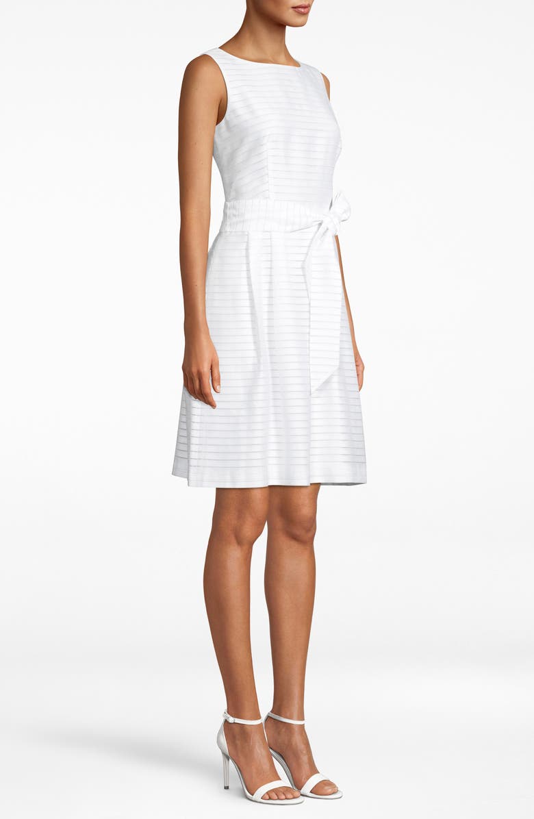 Anne Klein Sheer Stripe Sleeveless Fit & Flare Dress, Alternate, color,