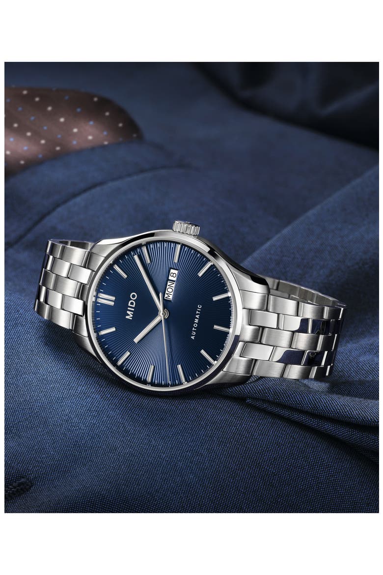 Belluna II Stainless Steel Strap Watch, Alternate, color, SILVER/ BLUE/ SILVER