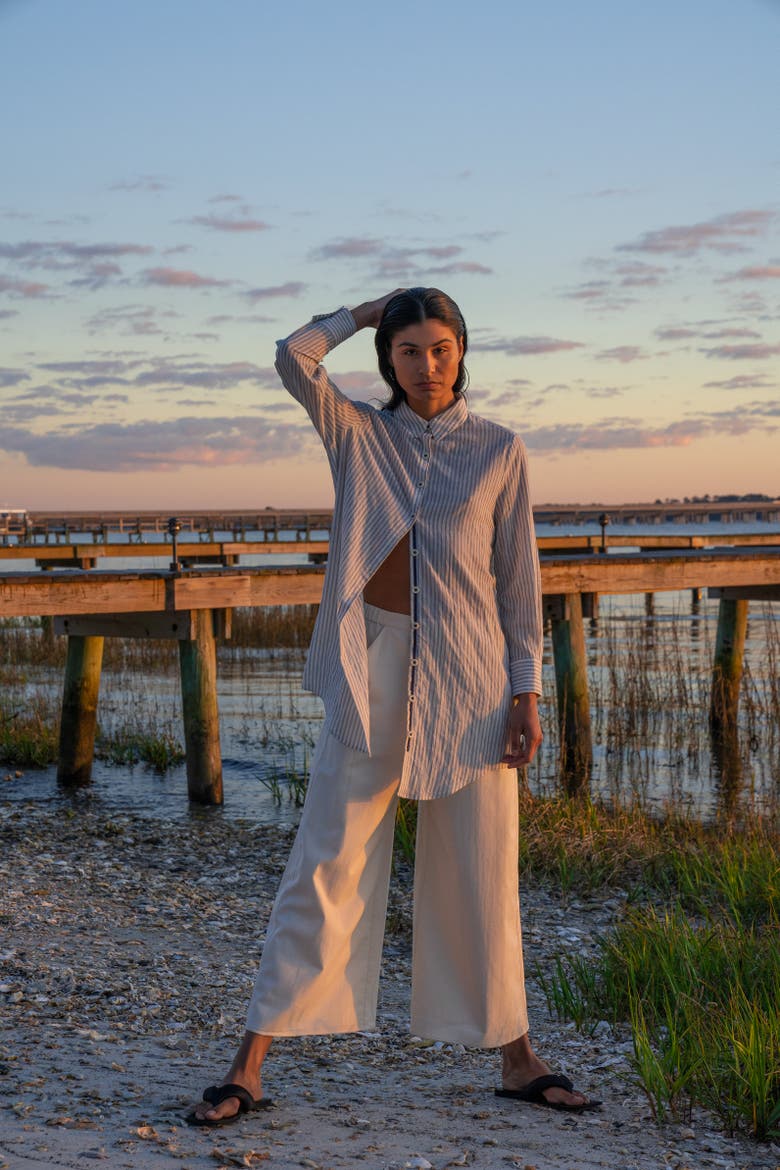 The Twill Wide Leg Pant, Alternate, color, Bone