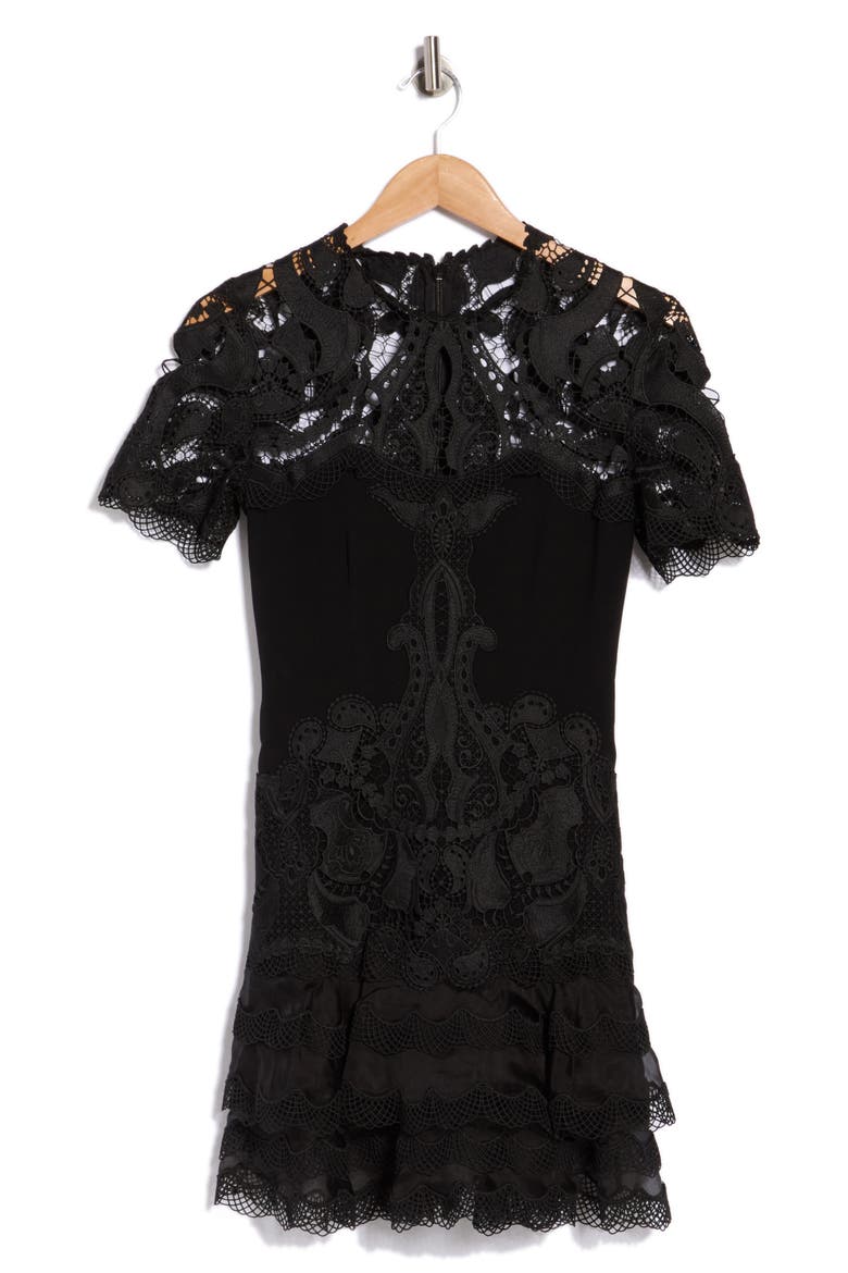 Paislee Guipure Lace Minidress, Main, color, BLACK