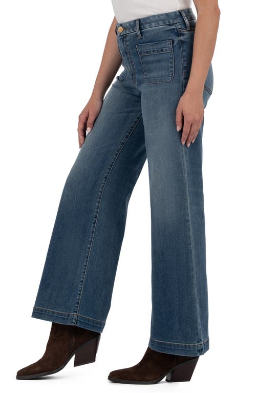 Kut From The Kloth Meg Patch Pocket Mid Rise Wide Leg Jeans In Blue
