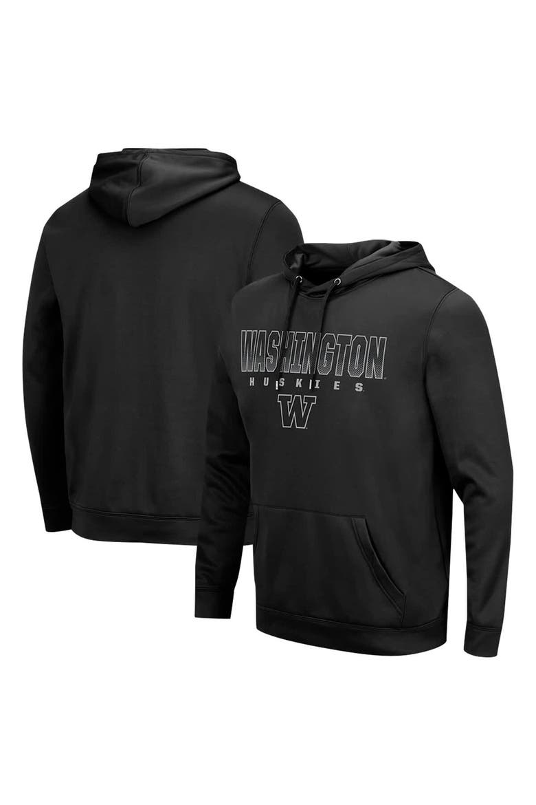 Men's Colosseum  Black Washington Huskies Blackout 3.0 Pullover Hoodie, Main, color, Black