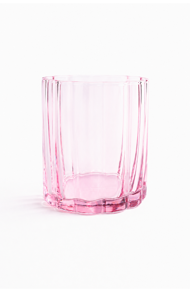 Jeanne Fitz Scalloped Rim Fluted Short Tumbler Glass, Set of 4, 8oz, Blush Pink, Alternate, color, Pink