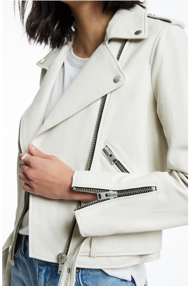 Balfern Sheepskin Leather Biker Jacket, Alternate, color, PAMPAS WHITE