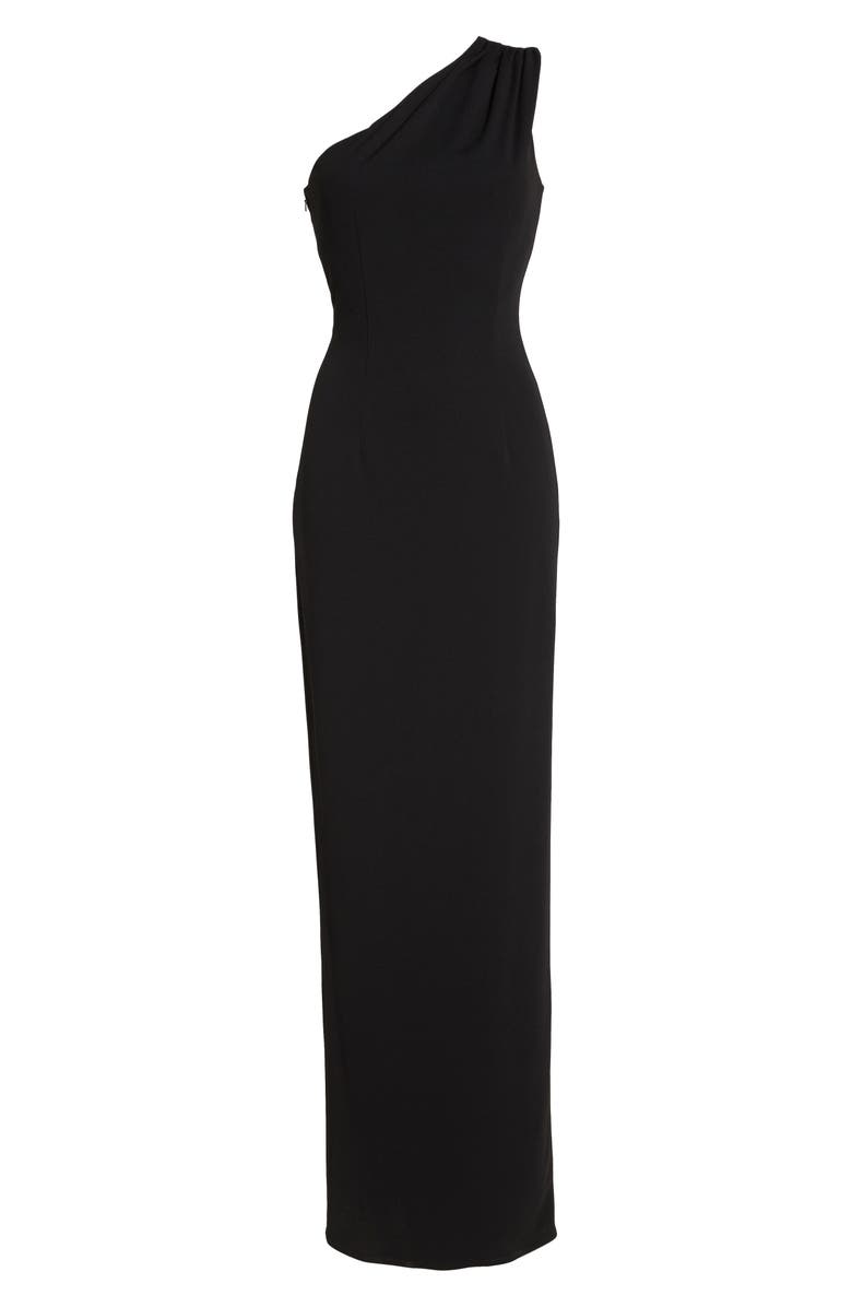 Katie May Angelina One-Shoulder Crepe Column Gown, Alternate, color, 