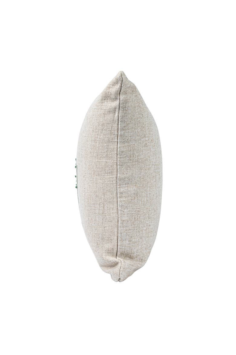 16" Square Linen Blend Printed Pillow with Frog and "The Kissing Booth is Closed" Text Prints and French Knots, Natural and Green, Alternate, color, Natural
