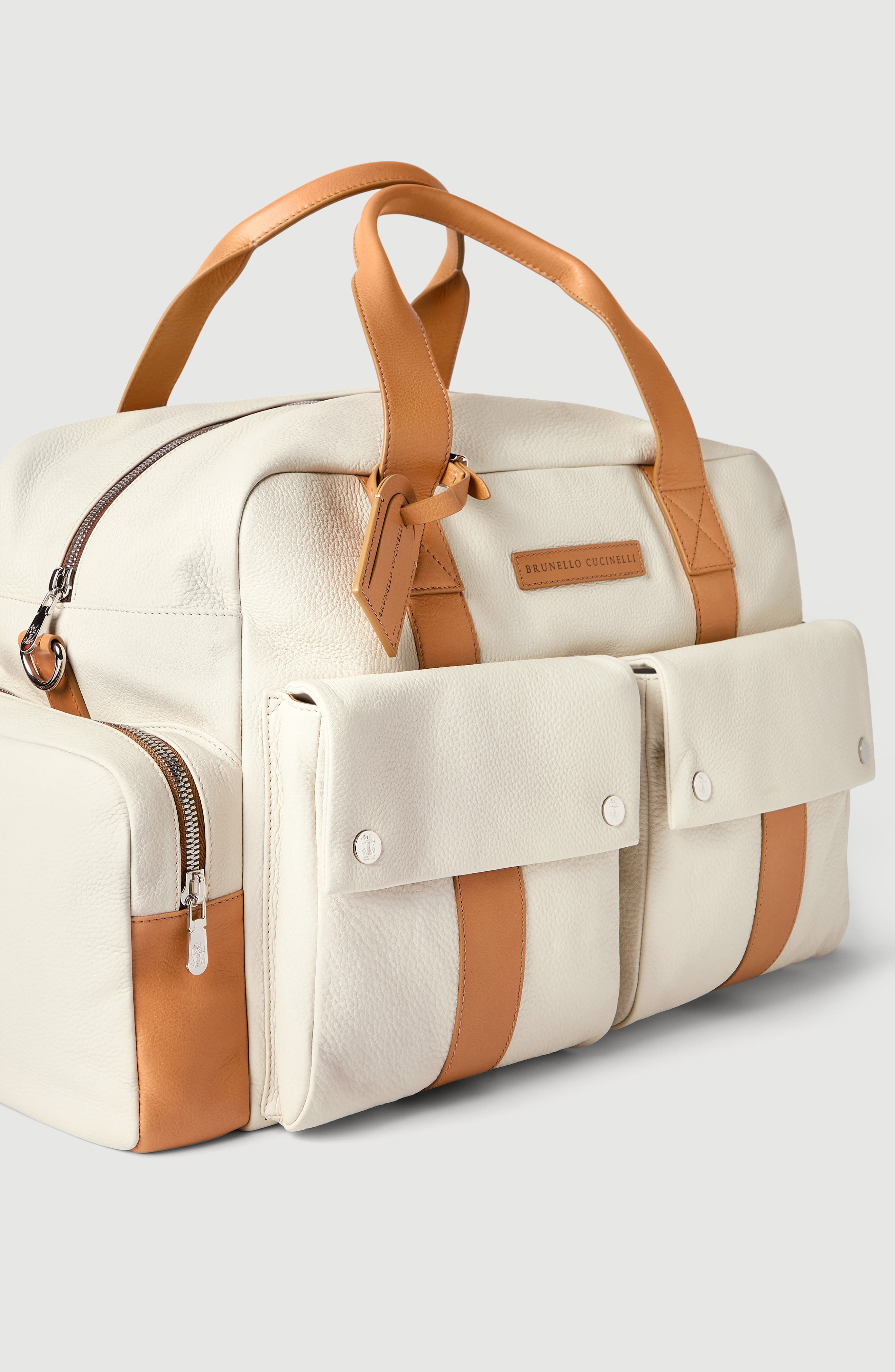 Grained calfskin leisure bag, Alternate, color, Ivory