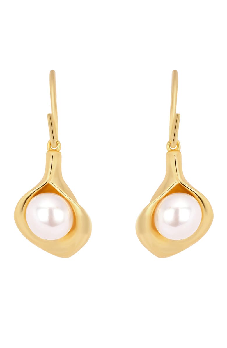 ATHRA LUXE Modern Muse Faux Pearl Drop Earrings, Main, color, Gold